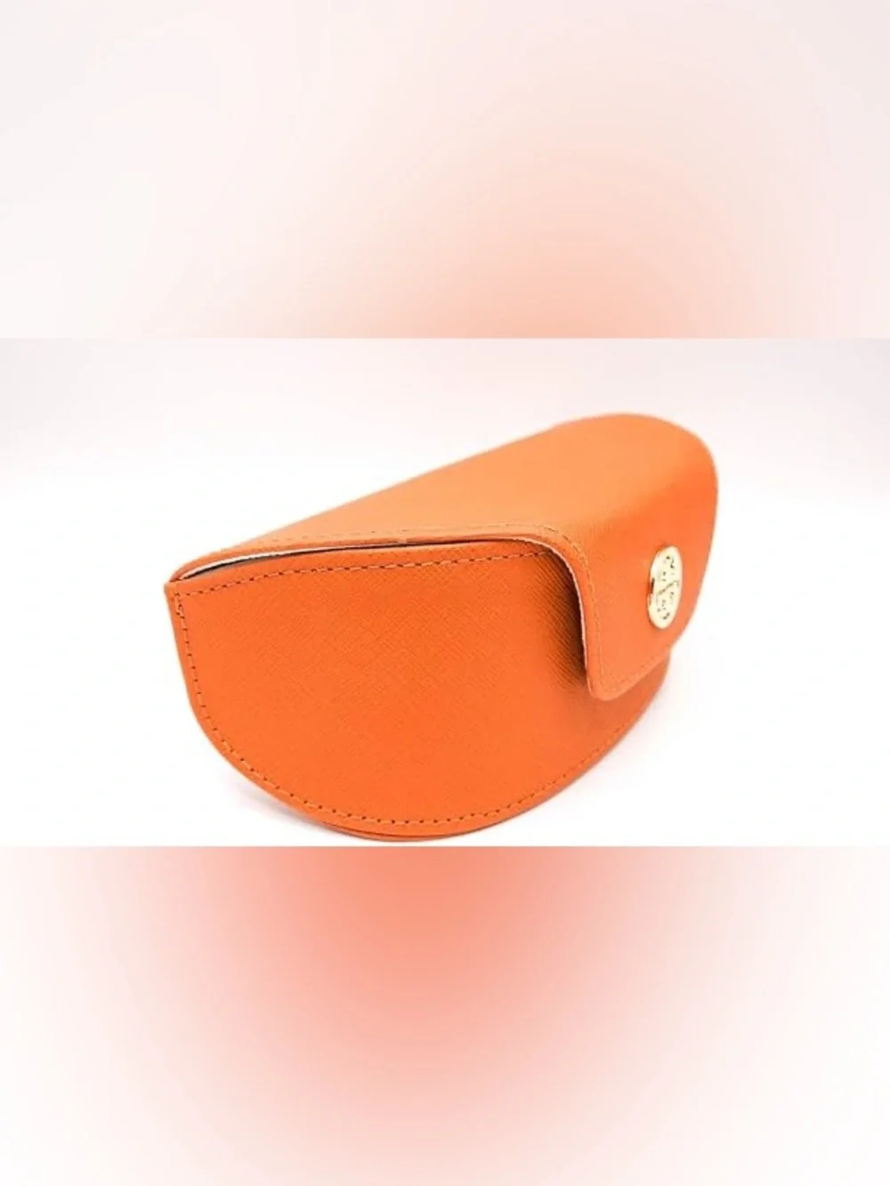 Tory Burch Orange Leather Logo Eyeglass Case